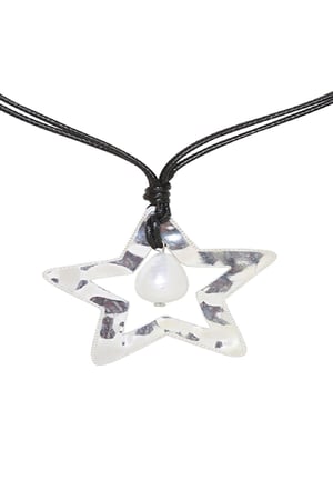 Necklace Pearl Star Black Alloy h5 Picture2